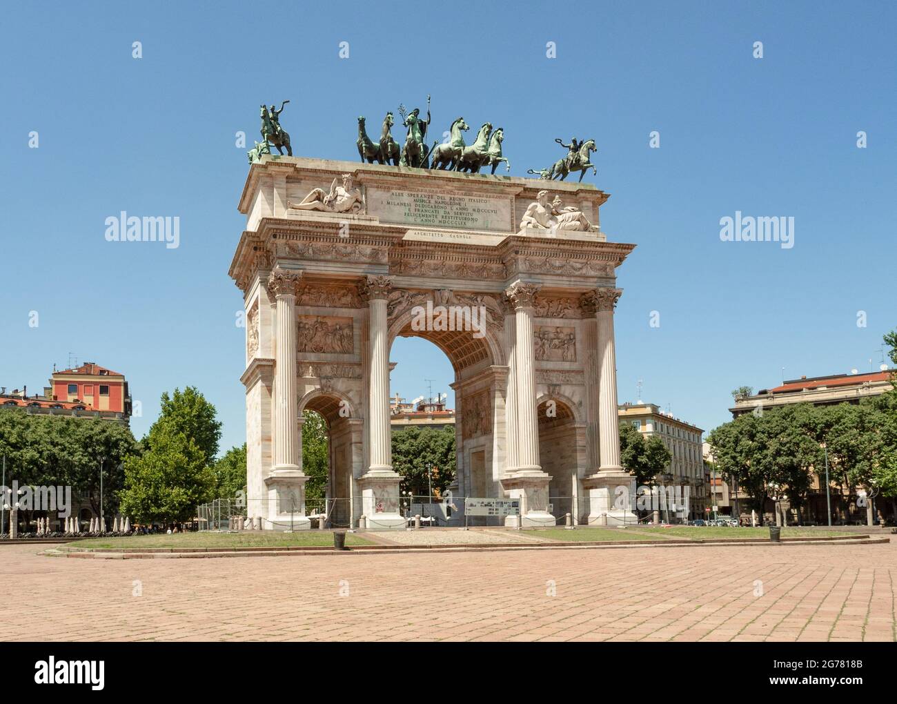 Parc Sempione, Arche de la paix de la période napoléonienne;Milan,Lombardie,Italie. Banque D'Images