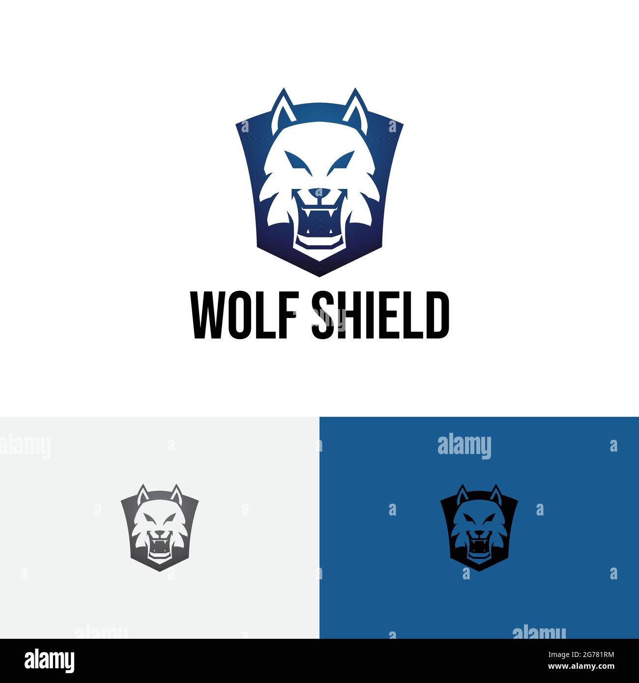 Logo Wolf Head Shield Wild Wildlife Predator Illustration de Vecteur
