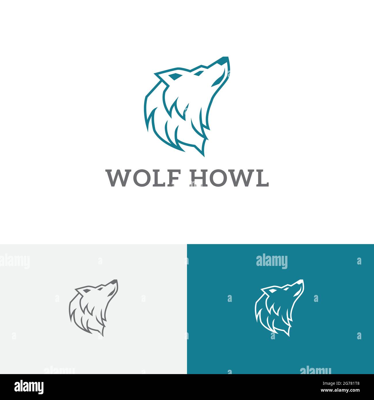Logo Whowling Wolf Head Wild Wildlife Line Illustration de Vecteur