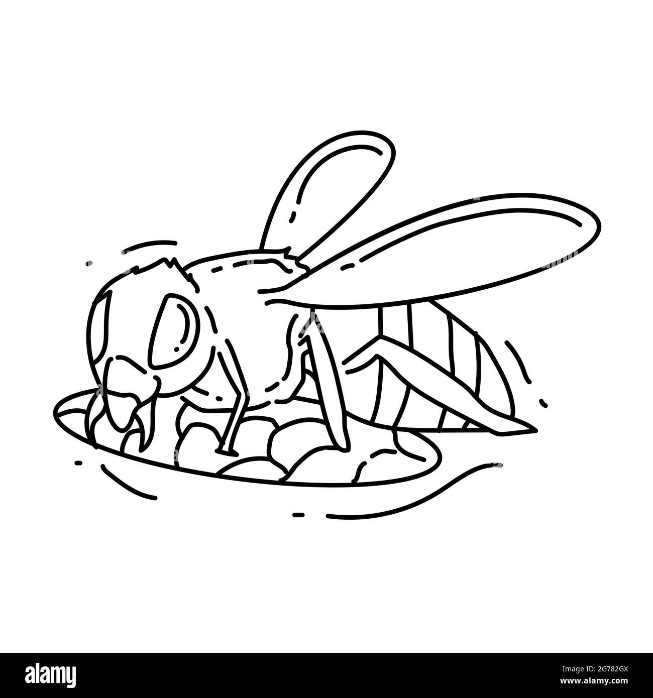 Icône abeille de jardinage. Ensemble d'icônes dessinées à la main, contour noir, icône de doodle, dessin d'icône de vecteur. Illustration de Vecteur