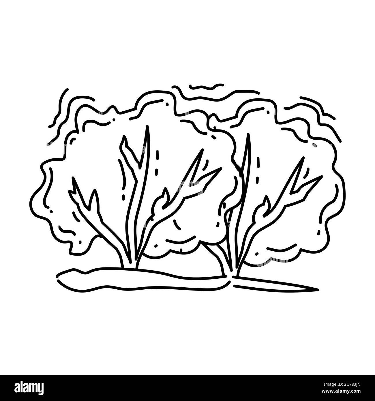 Icône de buisson de jardinage. Icône dessinée à la main, contour noir, icône de caniche, dessin d'icône de vecteur. Illustration de Vecteur