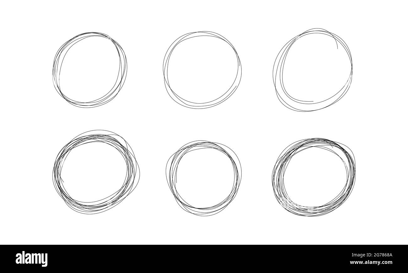 Cadre de griffonnage à cercle de mise en surbrillance - bordure de griffonnage de stylo à encre pour mettre en évidence le texte ou les objets importants. Illustration de Vecteur