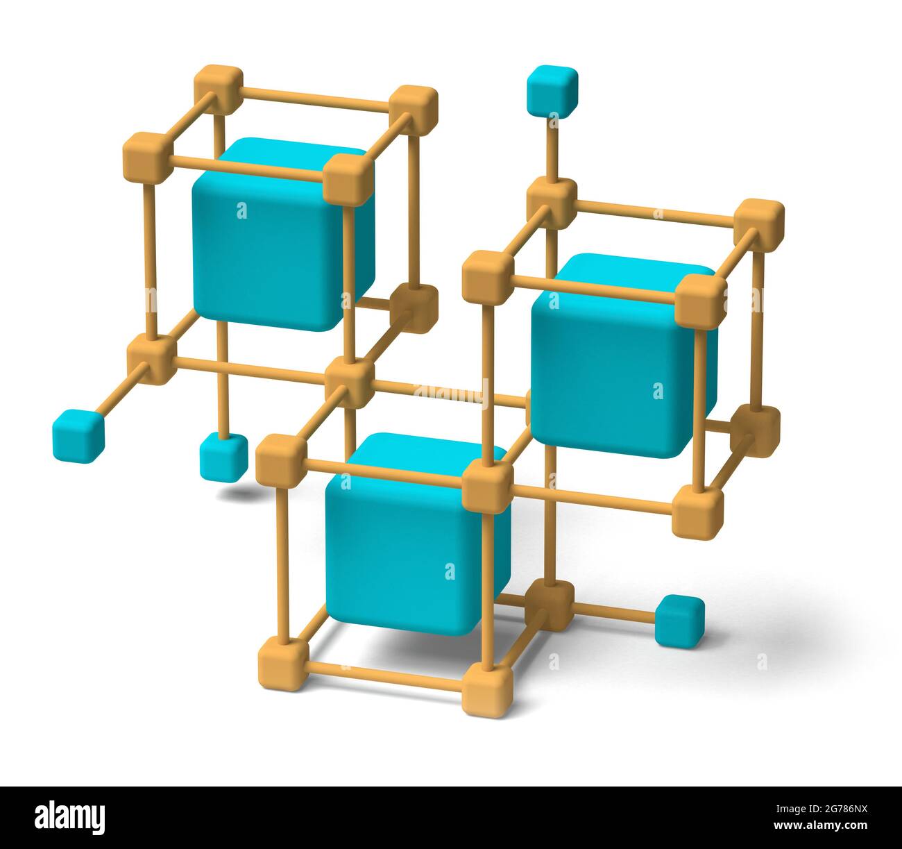 Crypto currency blockchain system concept 3D sur fond blanc, ombre portée Banque D'Images