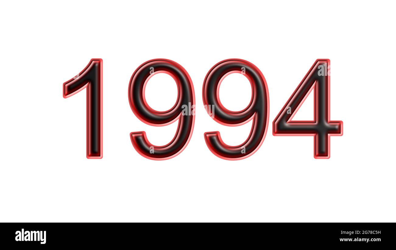 rouge 1994 chiffres effet 3d fond blanc Banque D'Images