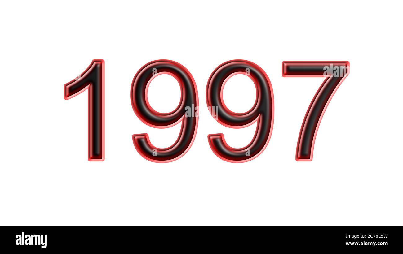 rouge 1997 chiffres effet 3d fond blanc Banque D'Images
