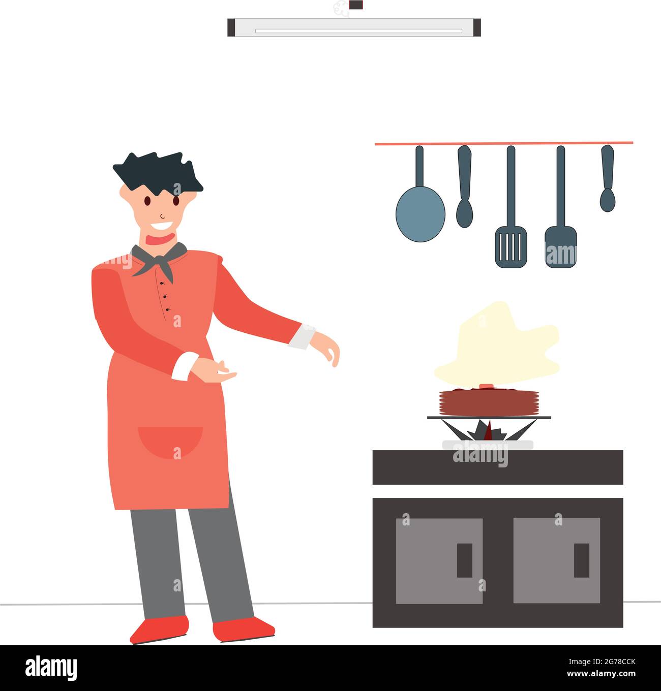 chef en fabrication de pancake vecteur Illustration de Vecteur