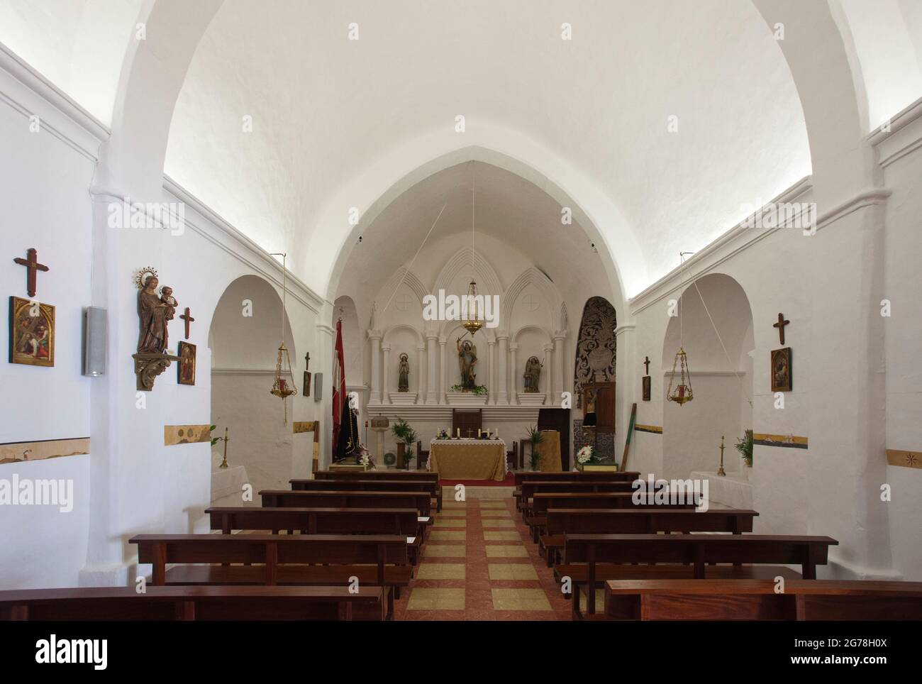 Église du village, Sant Miguel de Balanzat, Ibiza Banque D'Images