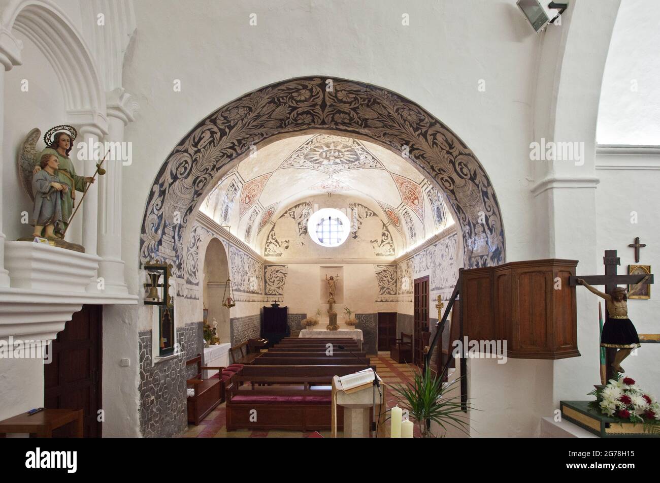 Église du village, Sant Miguel de Balanzat, Ibiza Banque D'Images