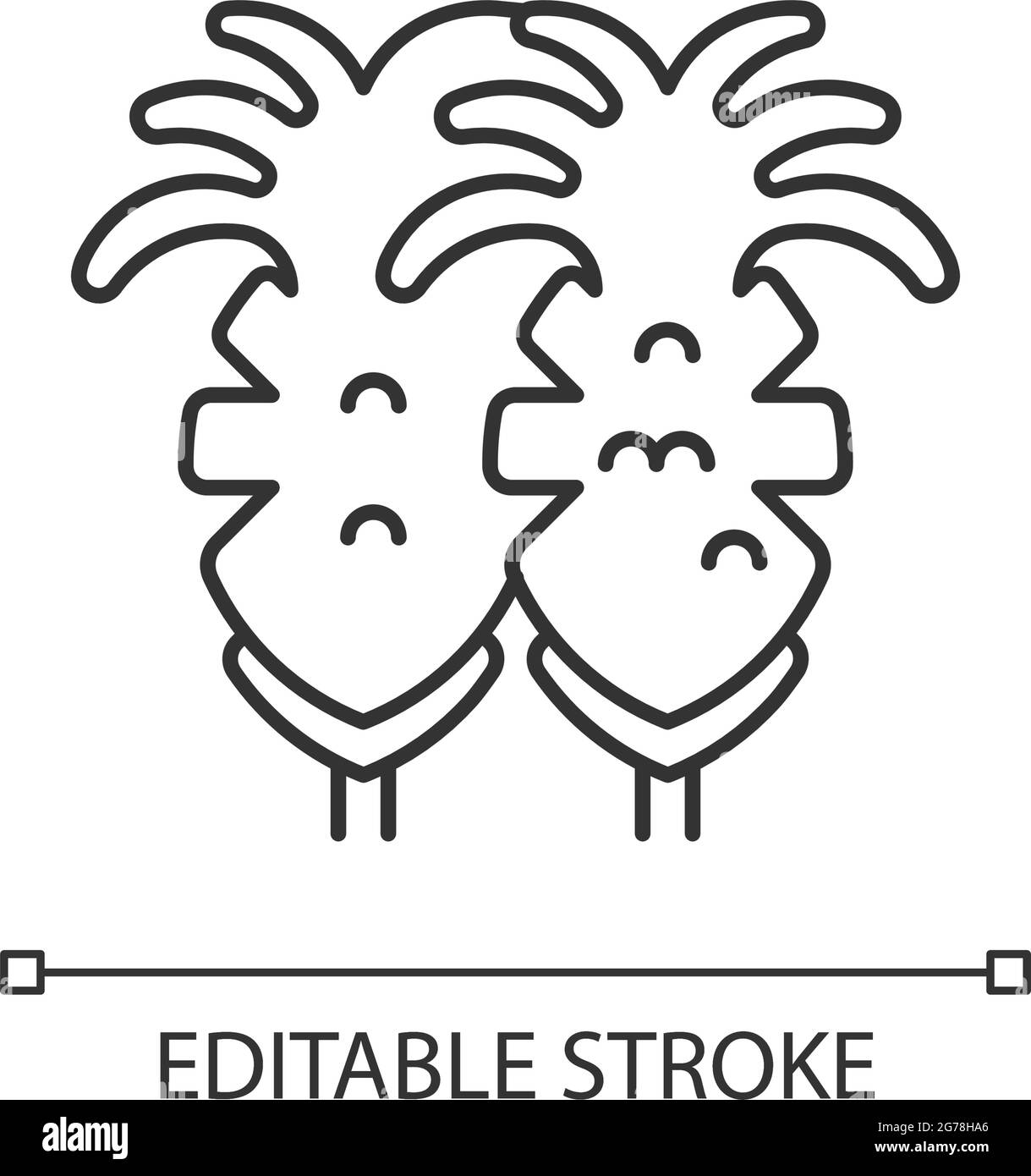 Icône linéaire de calmar frits Illustration de Vecteur