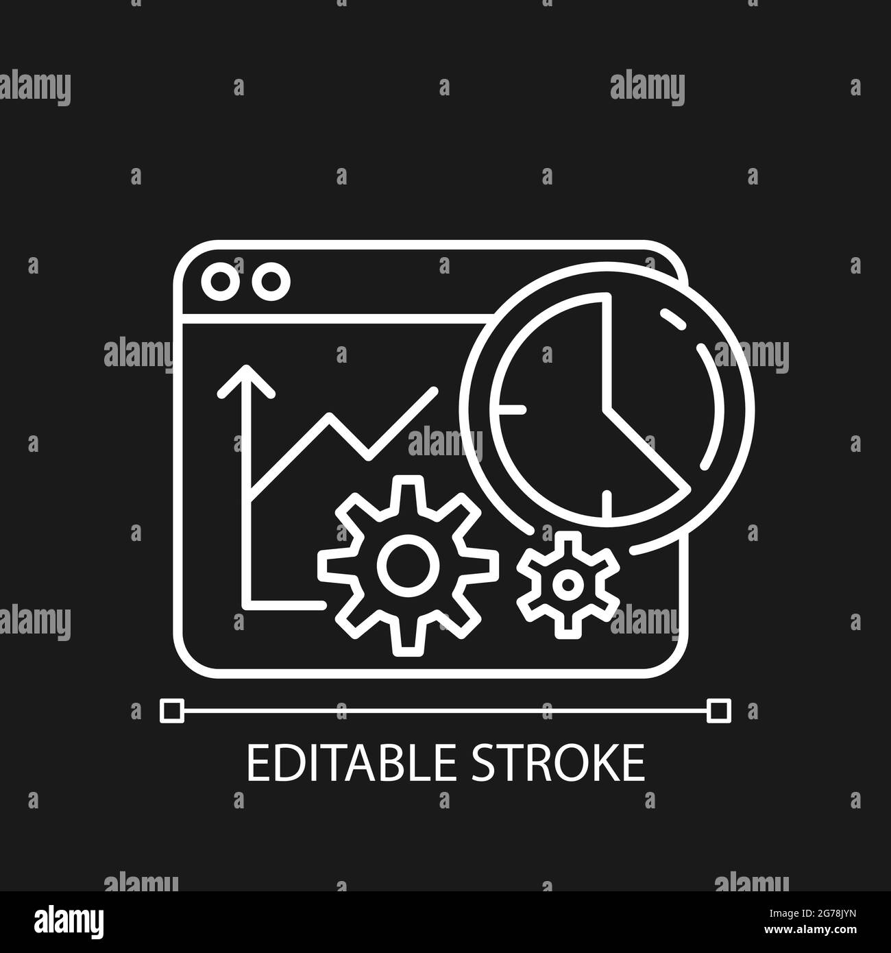Icône linéaire blanche d'analyse des temps pour le thème sombre Illustration de Vecteur