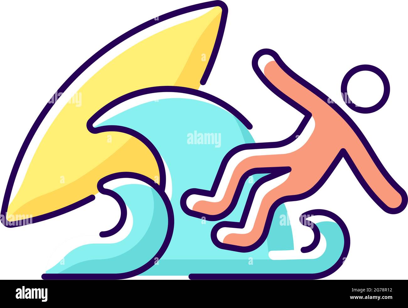 Icône de couleur RGB Wipeout de surf Illustration de Vecteur