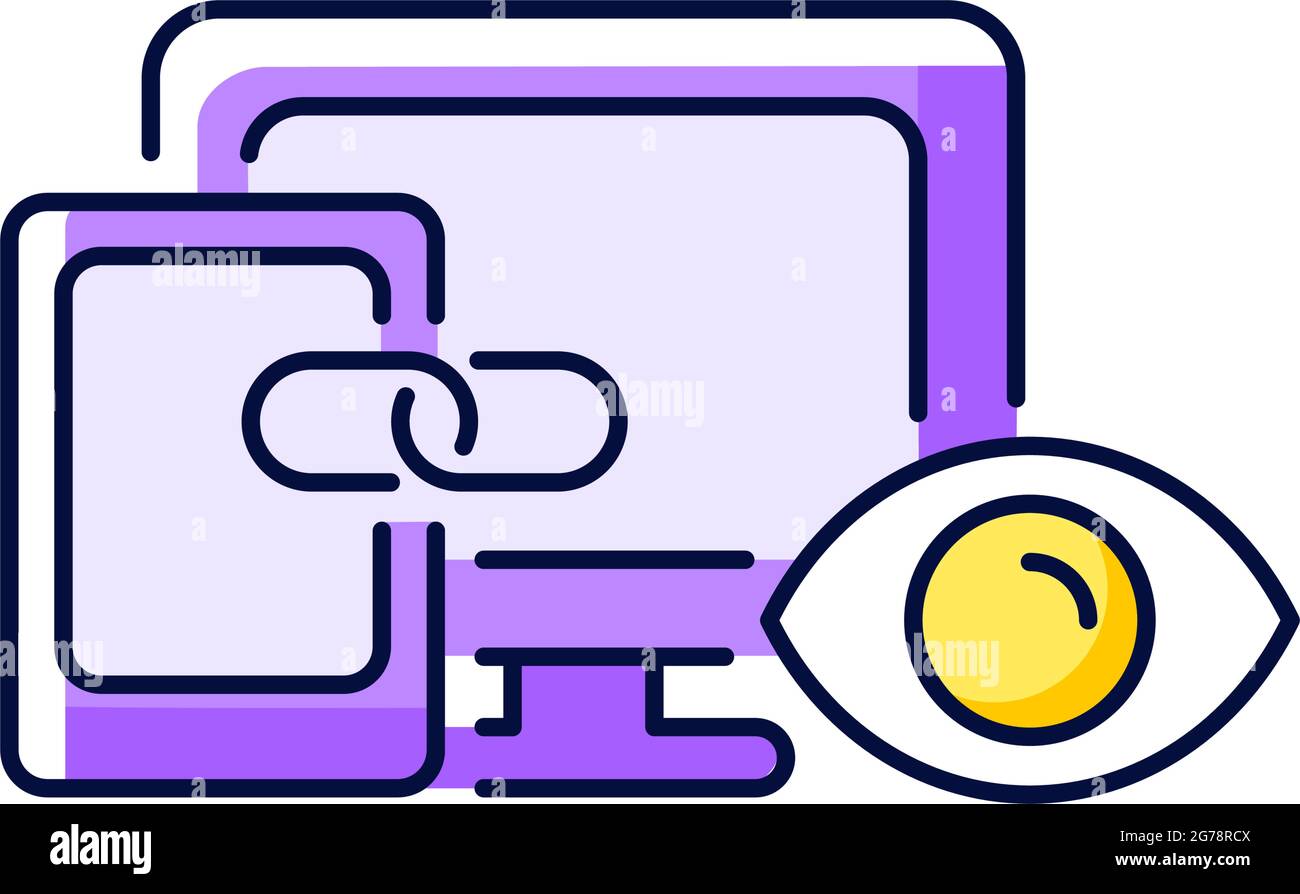 Icône de couleur RVB violet de suivi de périphérique croisé Illustration de Vecteur