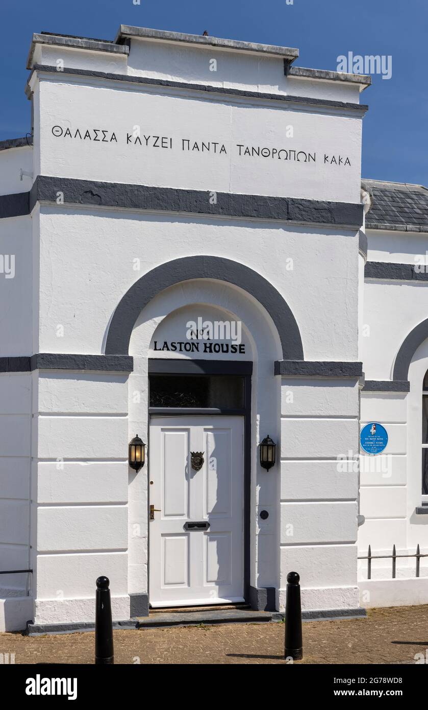Laston House, site des bains d'eau de mer et des salles d'assemblage construits par Sir William Paxton en 1811, Castle Square, Tenby, pembrokeshire, pays de Galles Banque D'Images