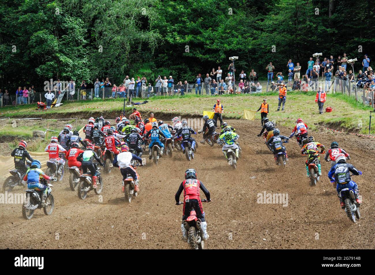 Schweighausen, Pfingstberg, 11 juillet 2021, Allemagne: Courses de motocross pour le championnat allemand DMX Open et Baden-Württemberg Open. Banque D'Images