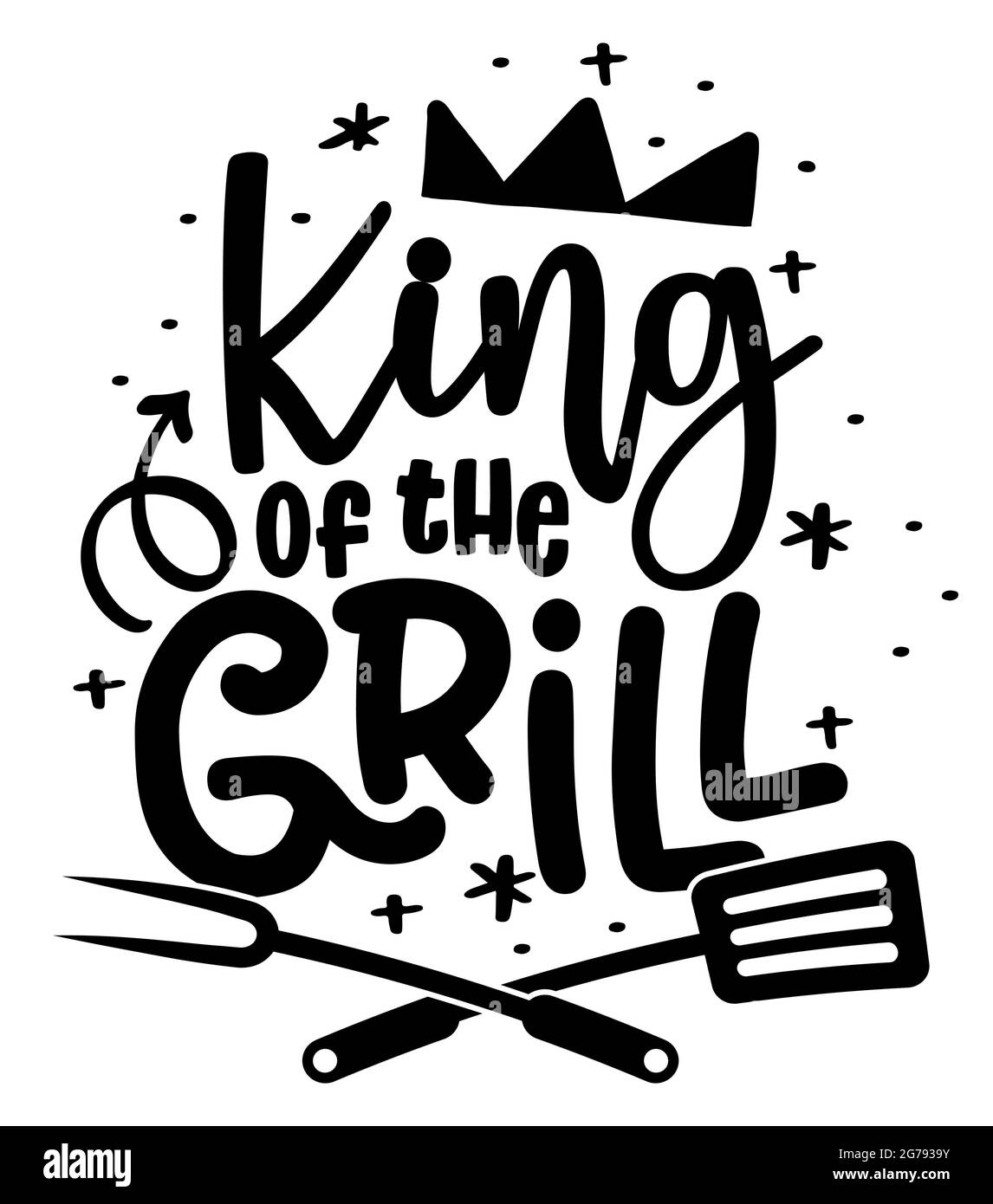 King of the Grill - étiquette. Éléments de barbecue pour étiquettes, logos, badges, autocollants ou icônes. Illustration vectorielle, conception d'emballages alimentaires sains. Bon FO Illustration de Vecteur