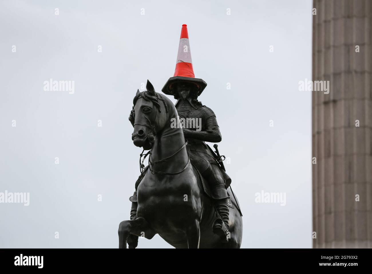 Londres, Royaume-Uni. 11 juillet 2021. 2020 euros. Les fans de football d'Angleterre célèbrent à Trafalgar Square avant la finale Italie/Angleterre. Crédit: Waldemar Sikora Banque D'Images