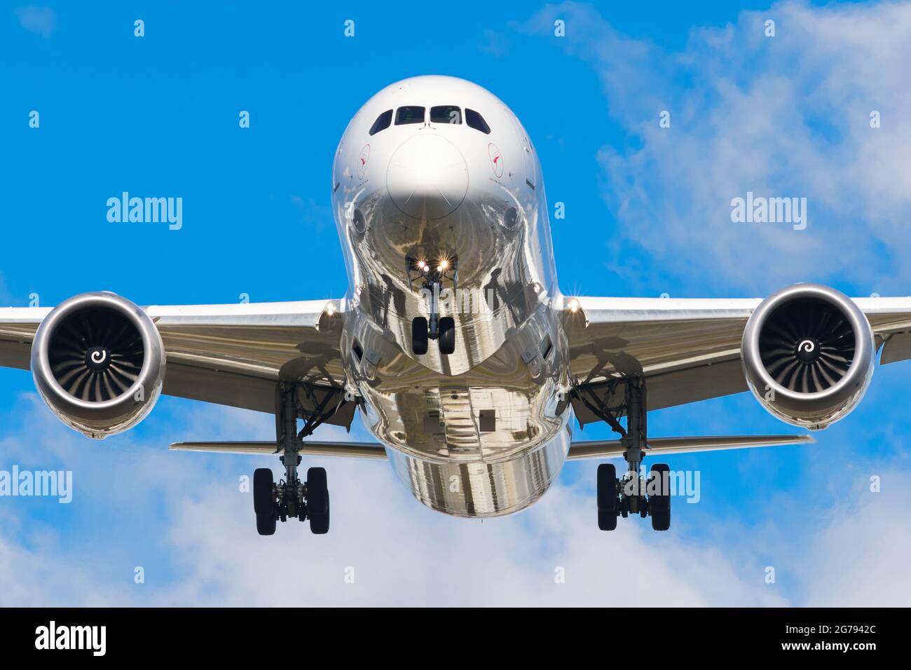 Boeing 787 Dreamliner de Qantas Airways à l'approche de l'aéroport de Perth, en Australie occidentale Banque D'Images