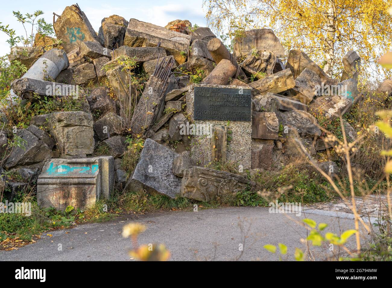 Europe, Allemagne, Sud de l'Allemagne, Bade-Wurtemberg, Stuttgart, Birkenkopf, deuxième Guerre mondiale, décombres sur le Birkenkopf à Stuttgart Banque D'Images