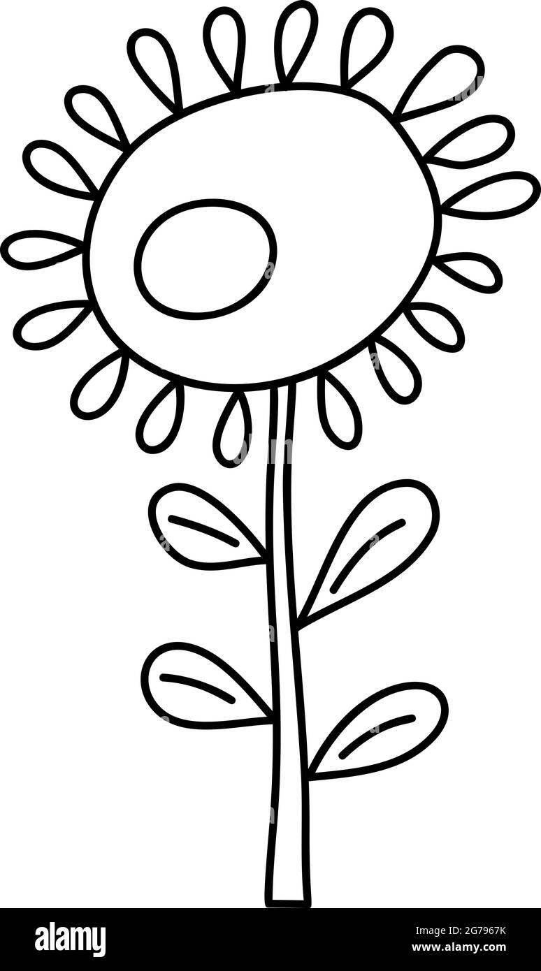 Fleur de printemps stylisée vectorielle de style monoline. Élément d'illustration scandinave. Carte de Saint-Valentin décorative à motif fleuri d'été Illustration de Vecteur