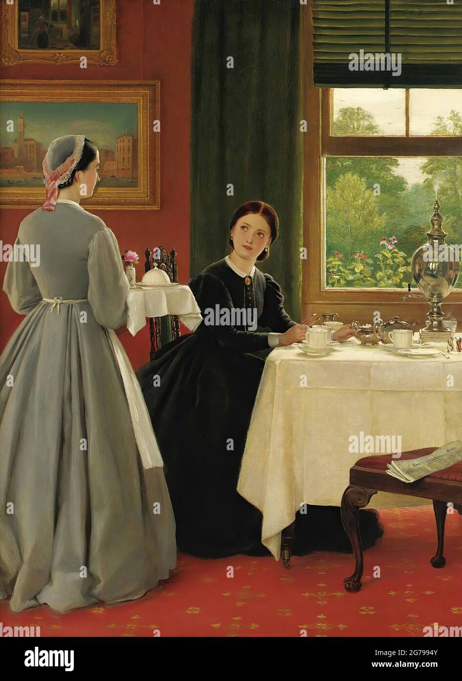 Thé de l'après-midi. Musée : COLLECTION PRIVÉE. AUTEUR: GEORGE DUNLOP LESLIE. Banque D'Images