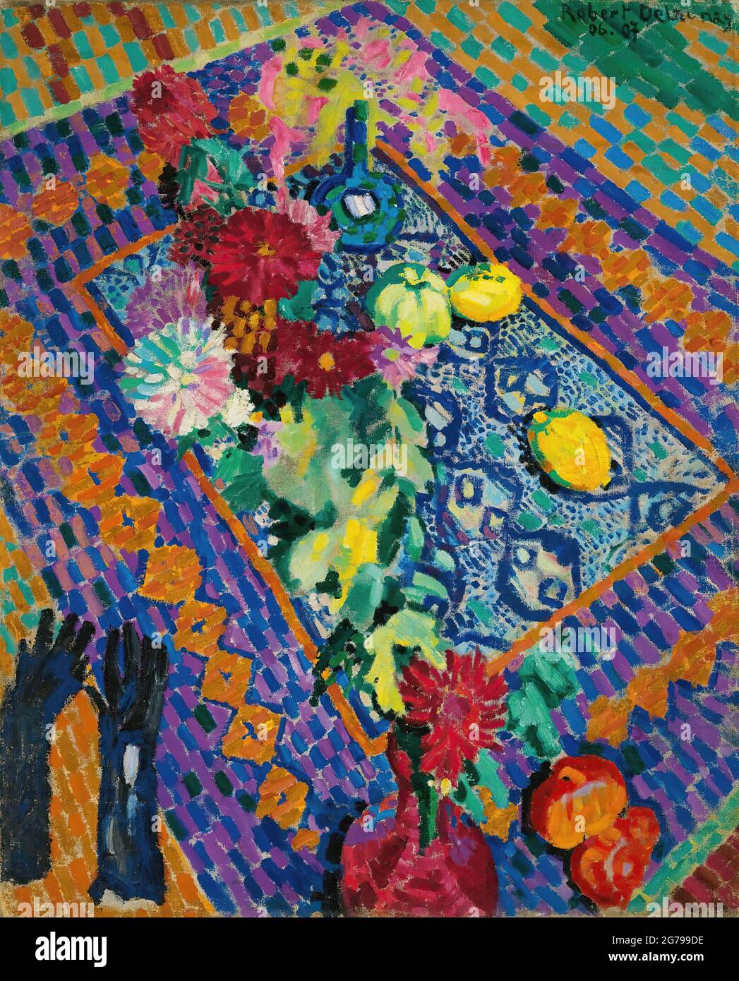 Nature morte aux gants. Musée : COLLECTION PRIVÉE. Auteur: Robert Delaunay. Banque D'Images