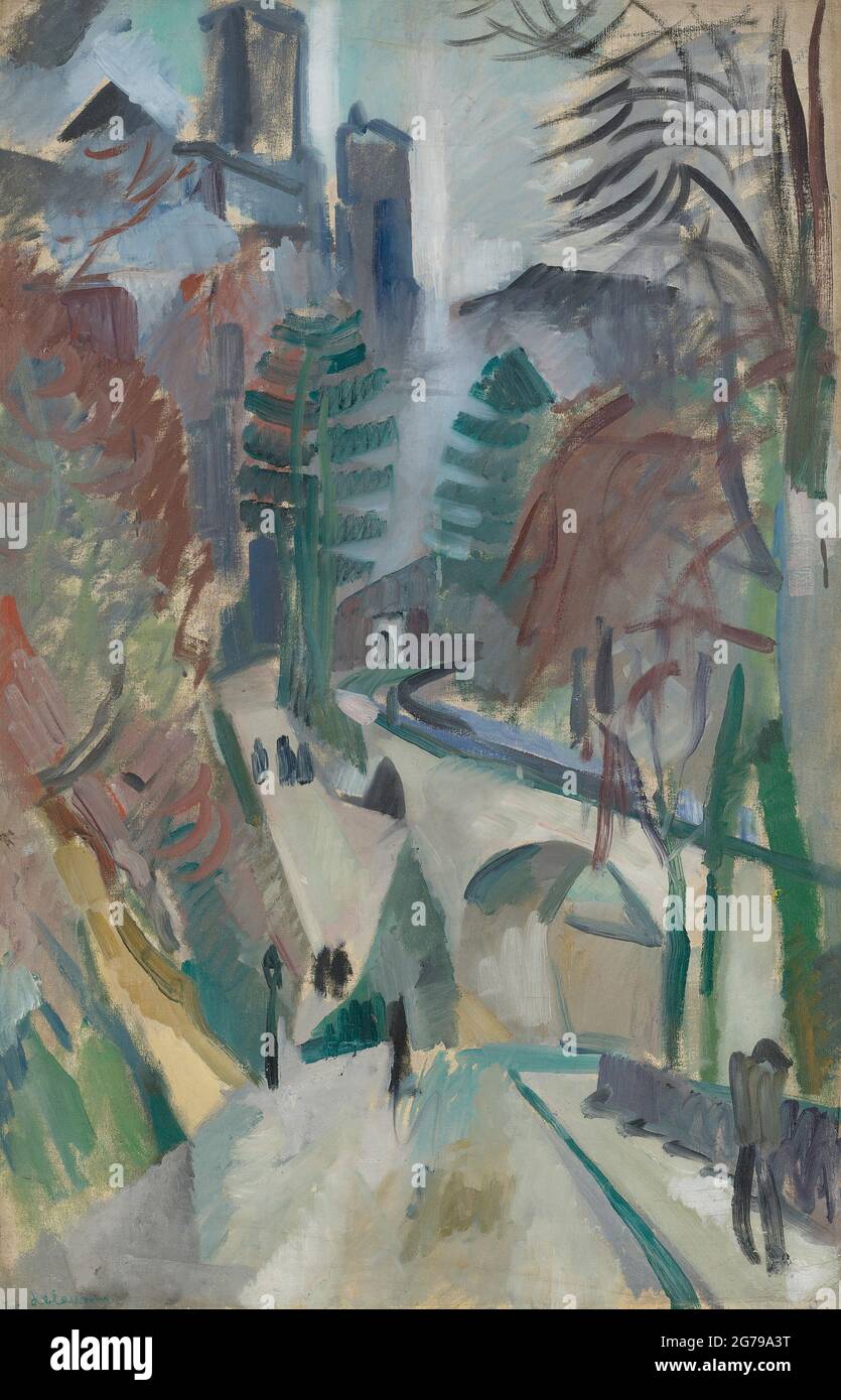 Paysage de Laon. Musée : COLLECTION PRIVÉE. Auteur: Robert Delaunay. Banque D'Images