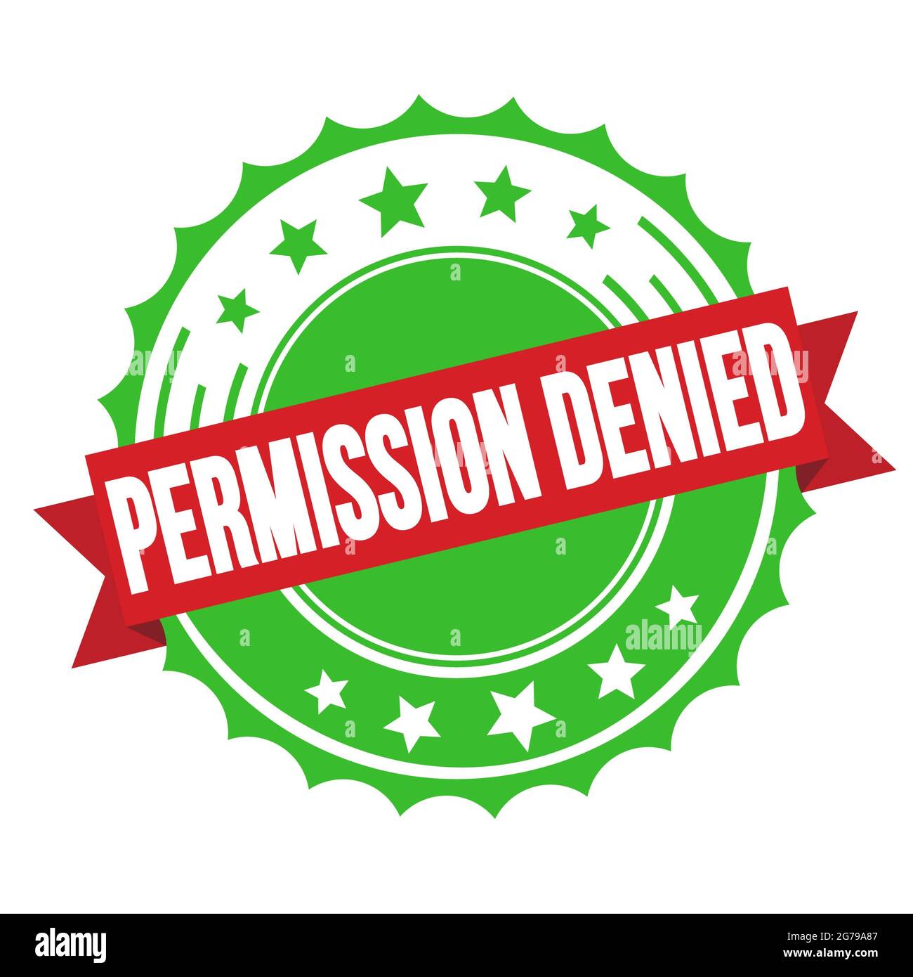 TEXTE D'AUTORISATION REFUSÉ sur le tampon rouge vert du badge de ruban. Banque D'Images
