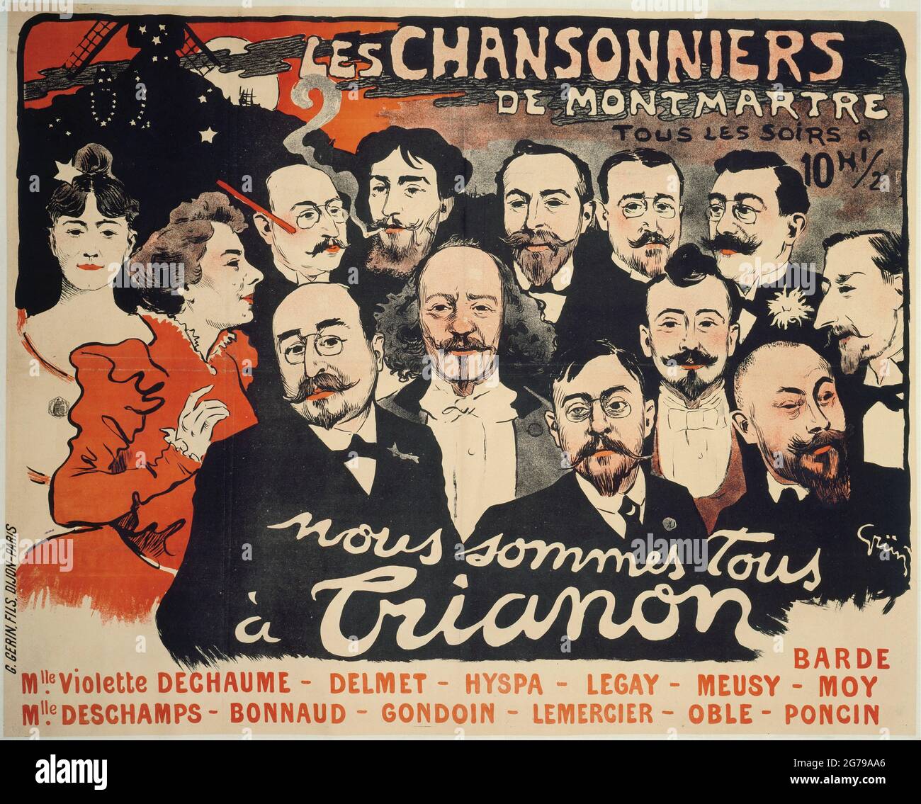 Les chansonniers de Montmartre. Musée : COLLECTION PRIVÉE. AUTEUR: JULES-ALEXANDRE GRÜN. Banque D'Images