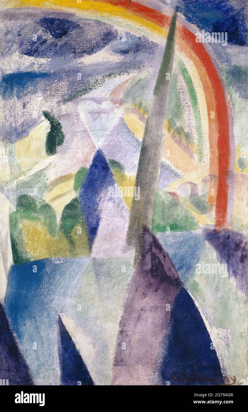 La flèche de notre-Dame (vue de Paris, notre-Dame). Musée : COLLECTION PRIVÉE. Auteur: Robert Delaunay. Banque D'Images