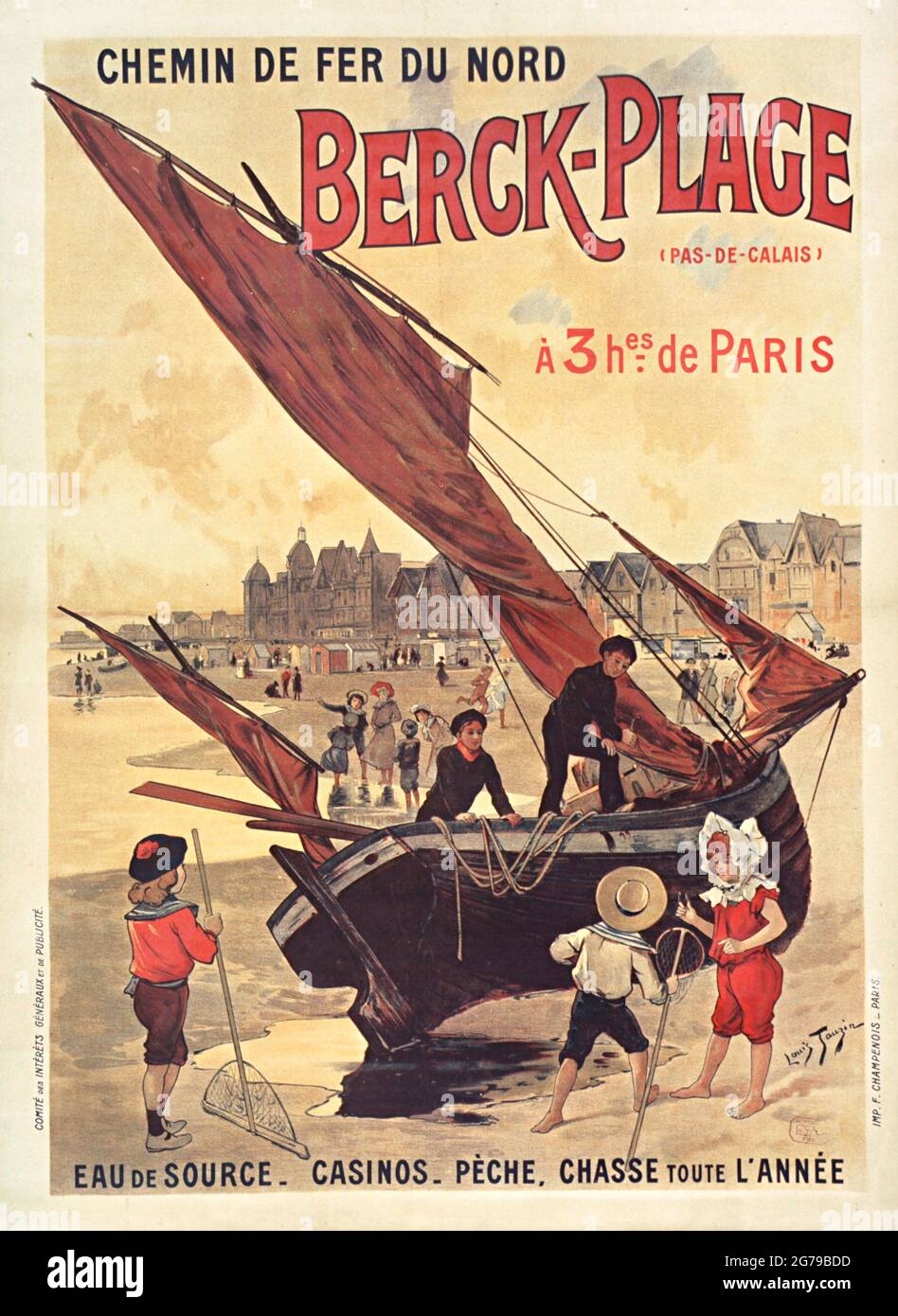 Chemins de fer du Nord. Berck-Plage. Musée : COLLECTION PRIVÉE. Auteur: LOUIS TAUZIN. Banque D'Images