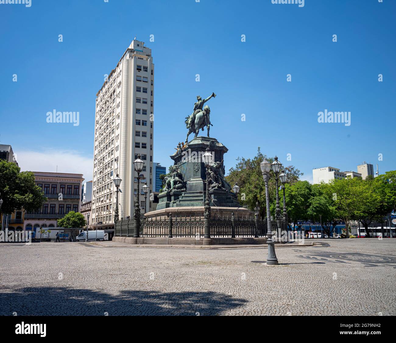 Statue de Dom Pedro I, sur la place Tiradentes, au centre de la ville de Rio de Janeiro, au Brésil Banque D'Images