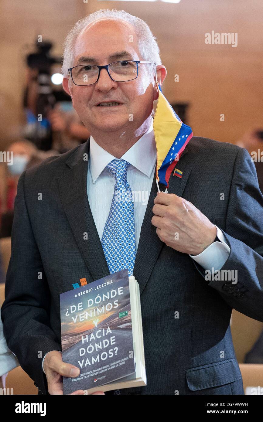 Madrid, Espagne. 12 juillet 2021. Antonio Ledezma pendant la présentation du livre «d'où viennent-nous et où allons-nous? (ÀDe donde venimos y hacia donde vamos?) Par Antonio Ledezma à Madrid. (Photo par Atilano Garcia/SOPA Images/Sipa USA) crédit: SIPA USA/Alay Live News Banque D'Images