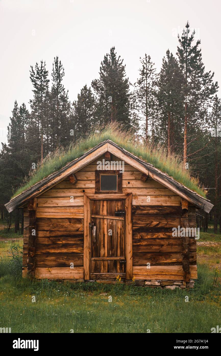 Maison en bois à Karasjok, musée, Sami, maison, tradition, Finnmark, Norvège Banque D'Images