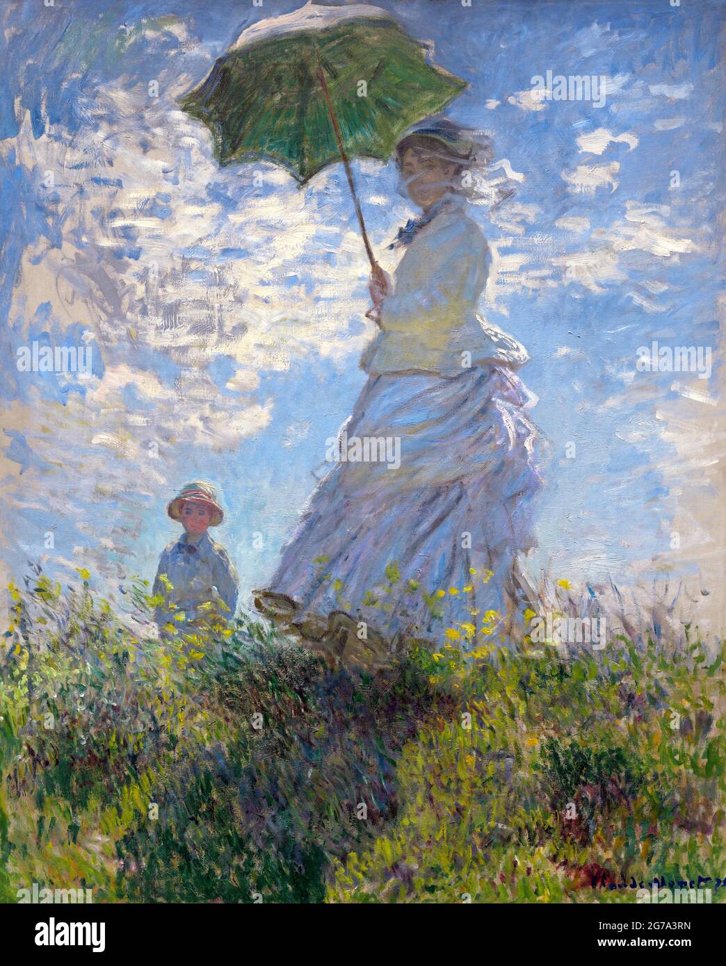 Femme au parasol - Madame Monet et son fils par Claude Monet (1840-1926), huile sur toile, 1875 Banque D'Images