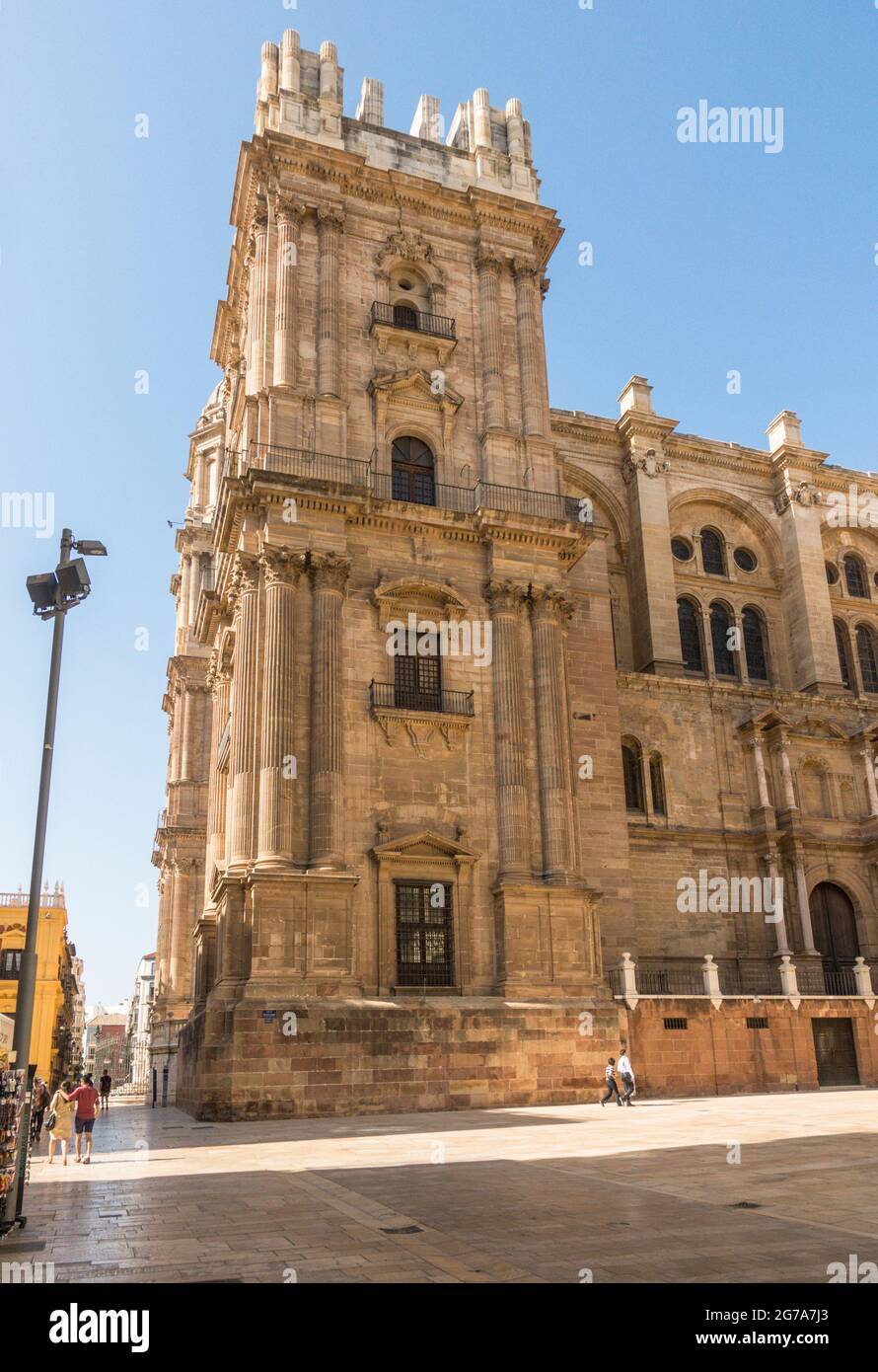 La cathédrale de Malaga, de l'Incarnation (Catedral de la Encarnation), avec clocher inachevé, Malaga, Andalousie, Espagne Banque D'Images