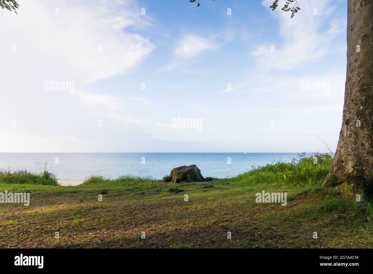 Vue sur la mer sur la côte de Stohl, mer Baltique, Stohl, Allemagne. Banque D'Images