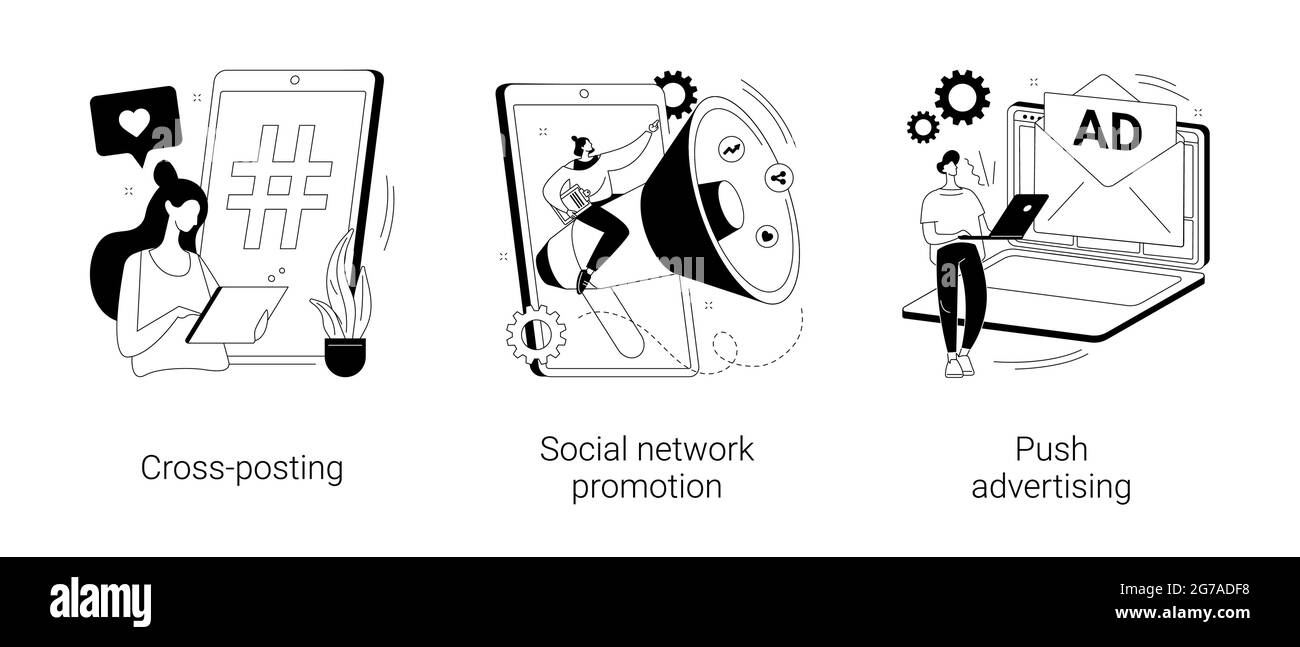 Illustrations vectorielles abstraites de promotion des médias. Illustration de Vecteur