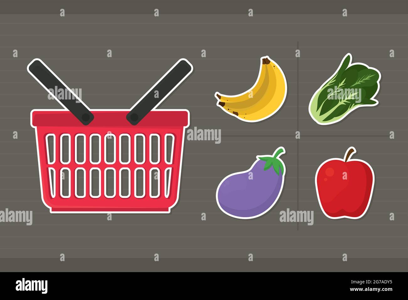 panier, fruits et légumes Illustration de Vecteur