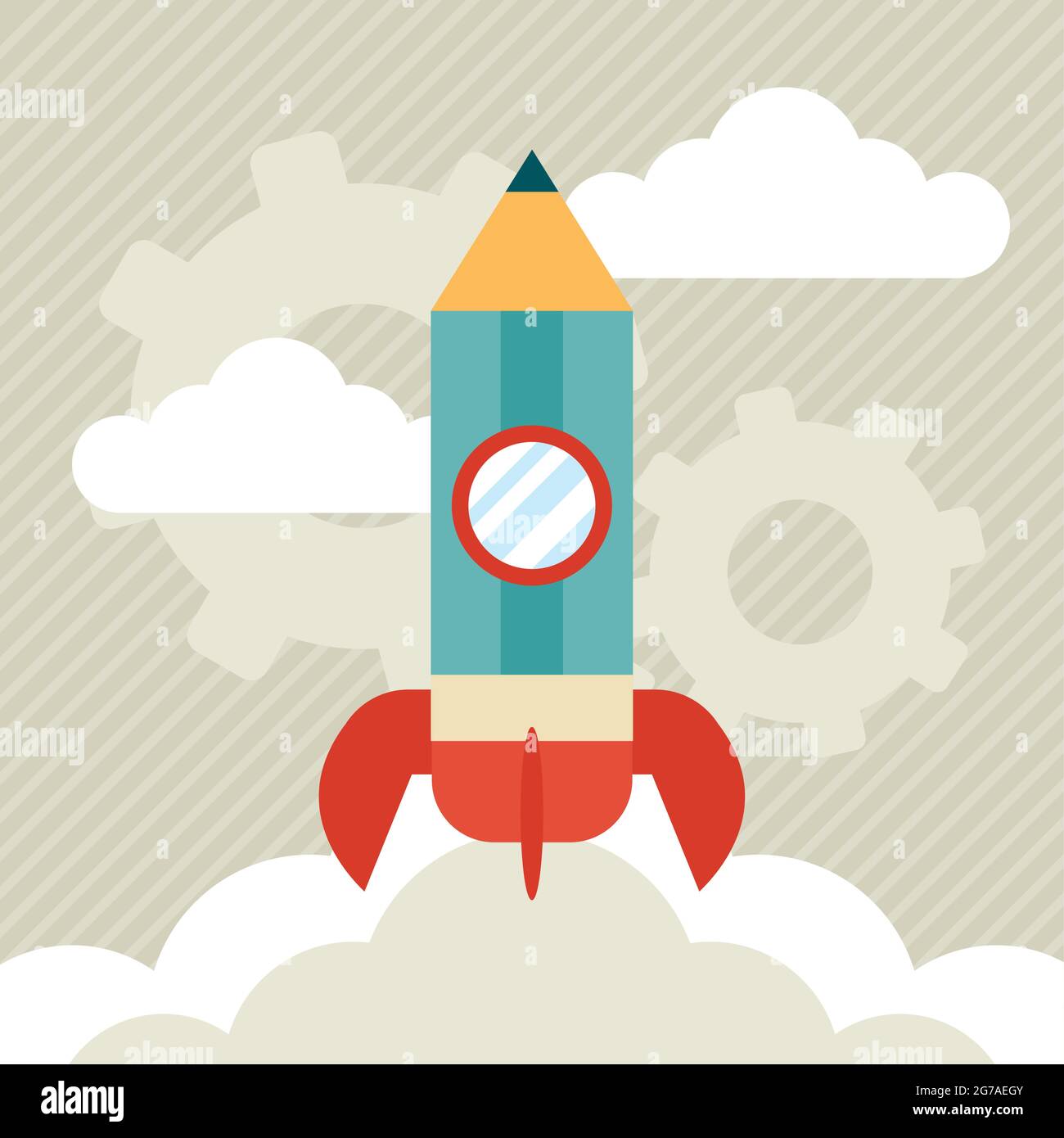 illustration de coaching avec icône de fusée crayon Illustration de Vecteur