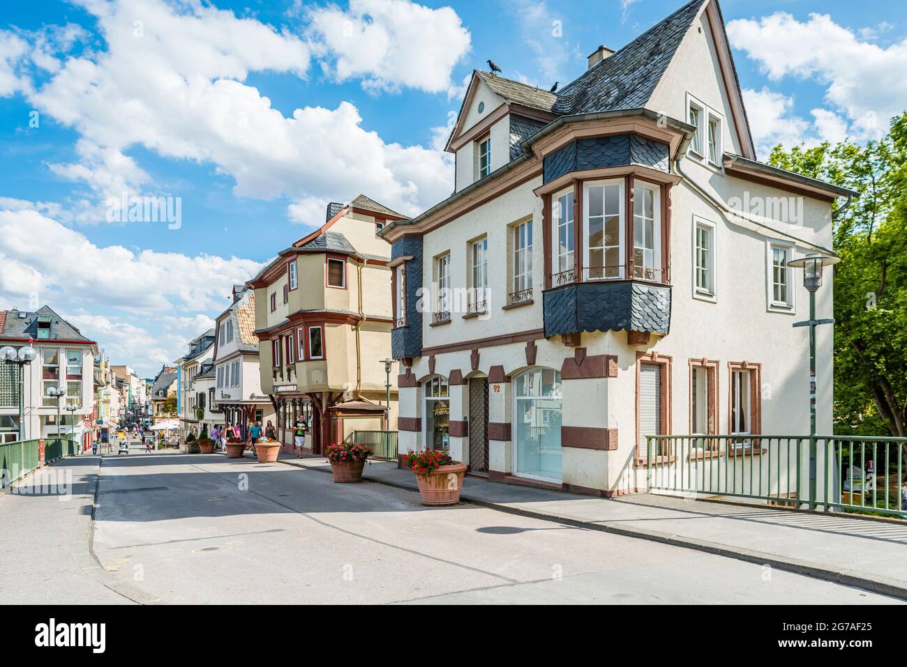 1495, Pont du Vieux Nahe, Bad Kreuznach, pont, maisons de pont, Pont Saint patron, Croix du Christ, protection des monuments, maisons, Johannes von Nepomuk, KH, ville de quartier, Mannheimerstrasse, Mühlenteich, Nahe, affluent, côté amont, porphyre, grès, pont en pierre, Wörthinsel Banque D'Images