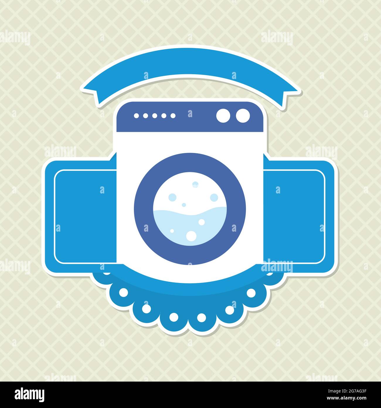 illustration d'un lave-linge avec bannière décorative Illustration de Vecteur