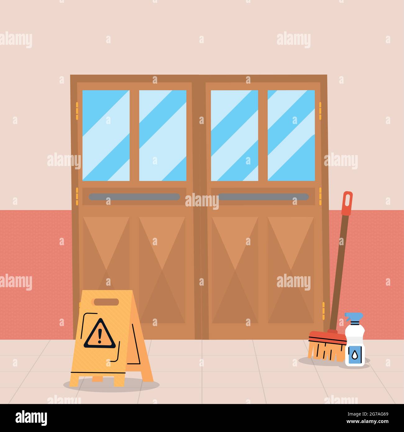 illustration du nettoyage du couloir de porte Illustration de Vecteur
