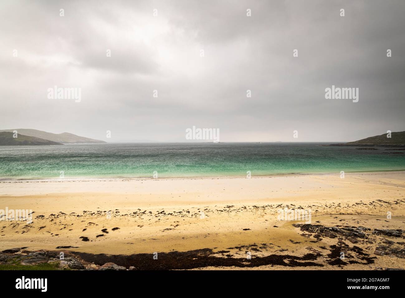 Image HDR d'un Hushinish, Huisinis, plage et baie désertés de l'île de Harris, îles occidentales, Écosse, prise en été 3. 24 juin 2021 Banque D'Images