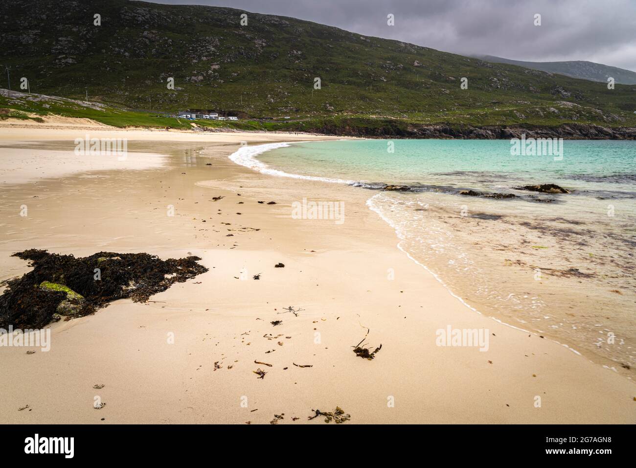 Image HDR d'un Hushinish, Huisinis, plage et baie désertés de l'île de Harris, îles occidentales, Écosse, prise en été 3. 24 juin 2021 Banque D'Images