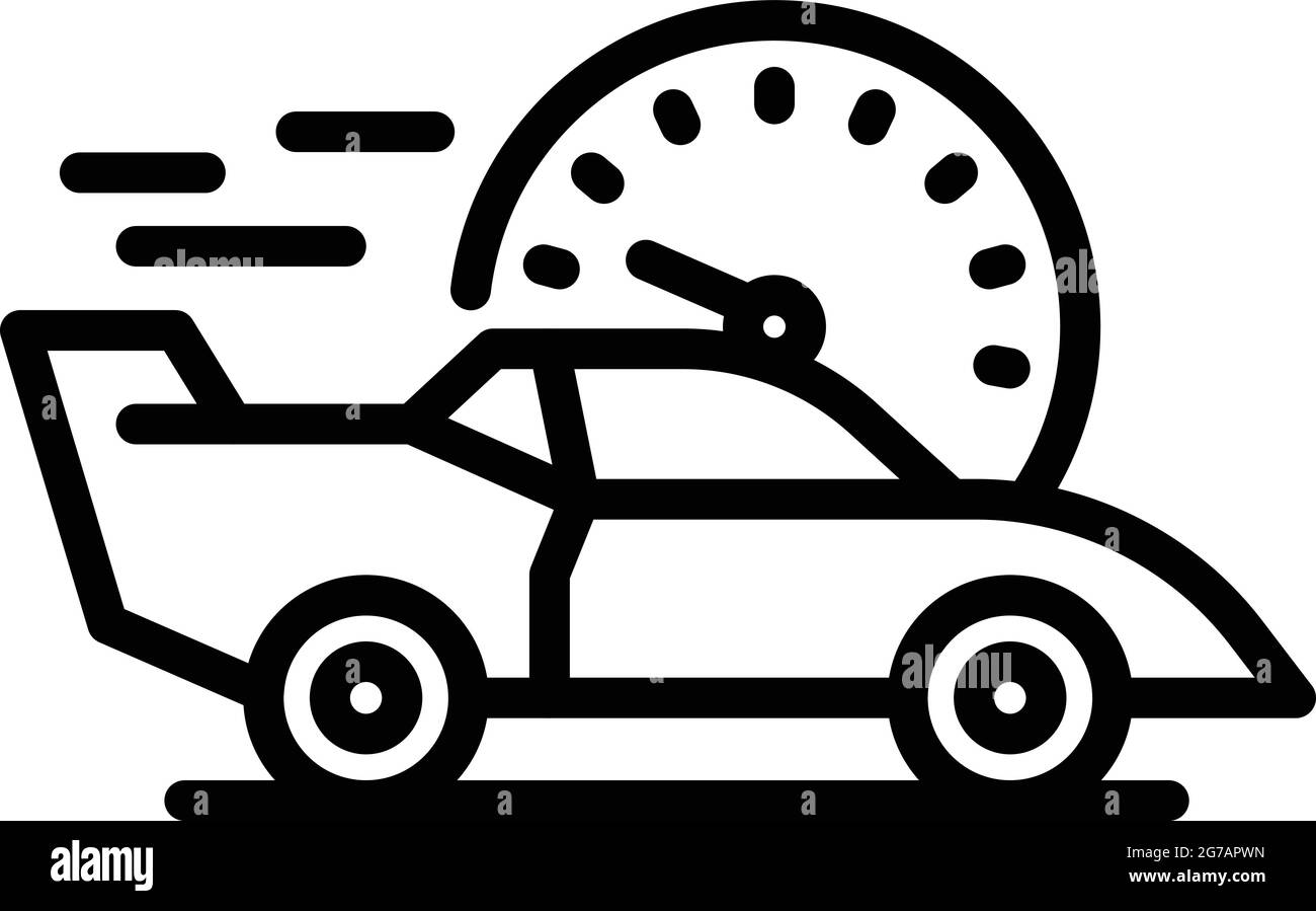 Vecteur de contour de l'icône de voiture de vitesse. Conduite du véhicule. Route de vitesse automobile Illustration de Vecteur