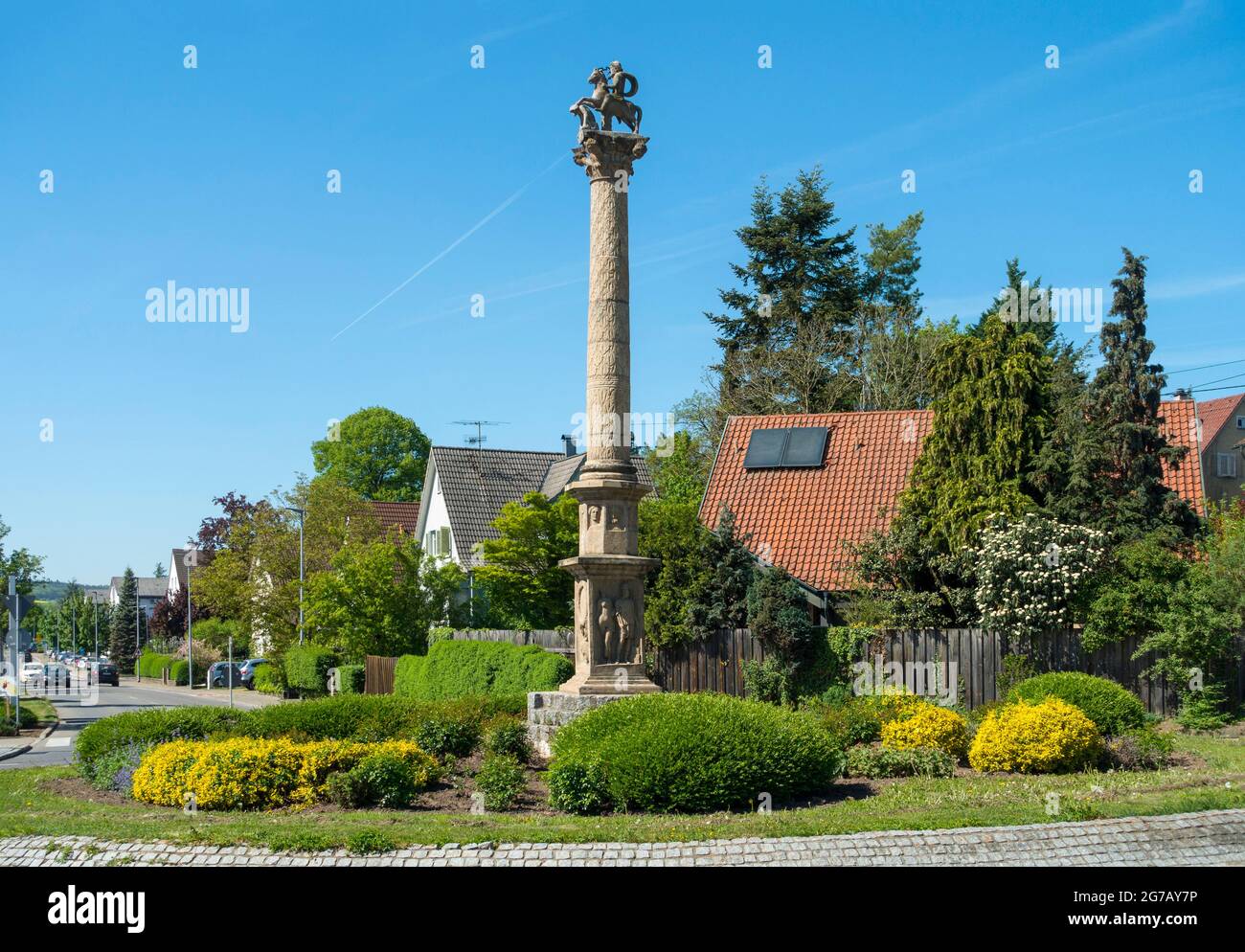 Allemagne, Bade-Wurtemberg, Koengen, colonne géante de Jupiter au rond-point du Lorchkreuzung Banque D'Images