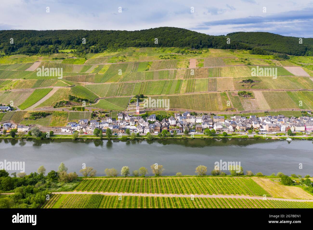 La ville de Zell sur la Moselle, vallée de la Moselle, Allemagne Banque D'Images