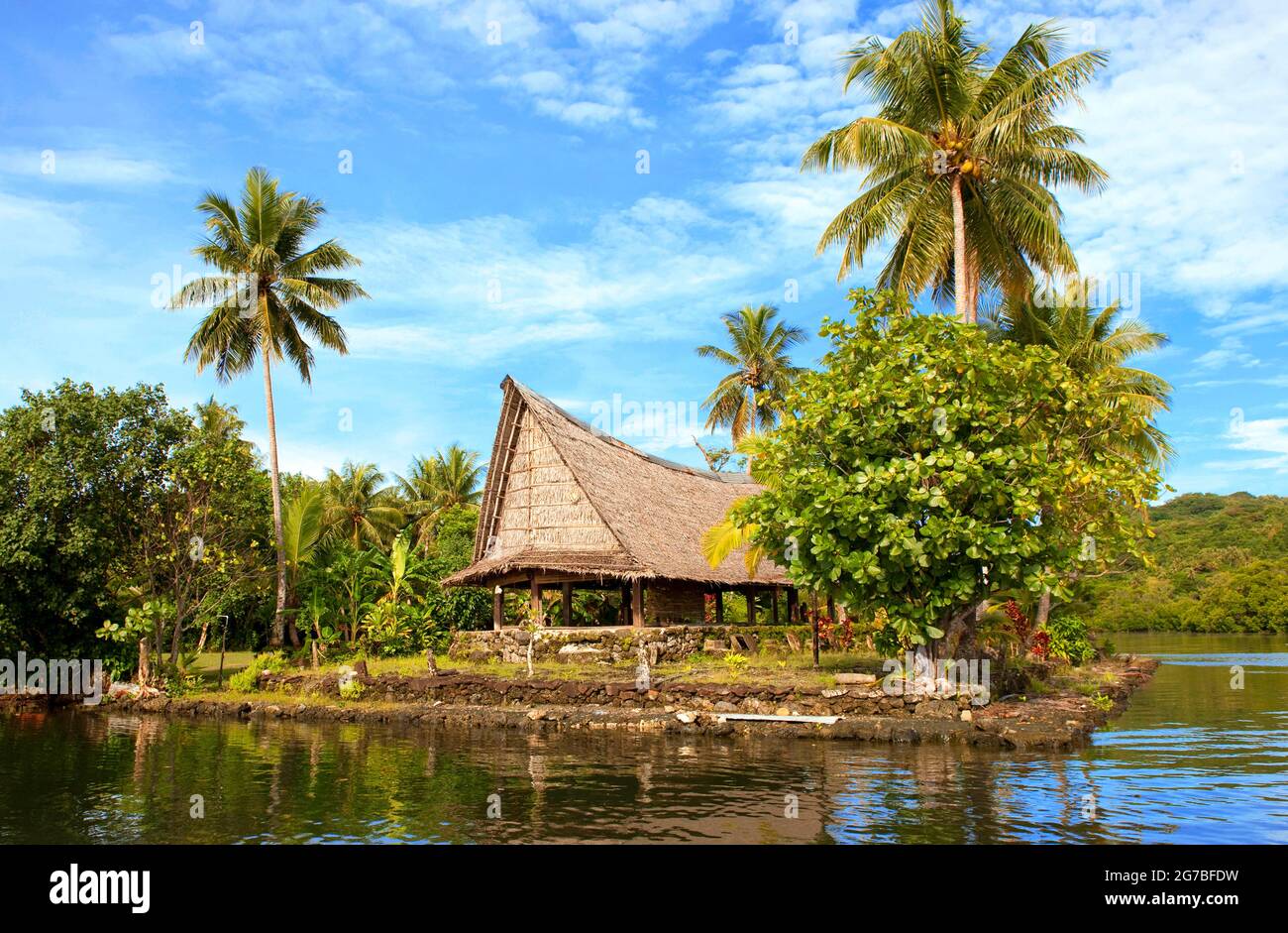 Maison des hommes, salle de réunion, chefs, Yap Island, Yap Islands, États fédérés de Micronésie, Maison des hommes, États fédérés de Micronésie Banque D'Images