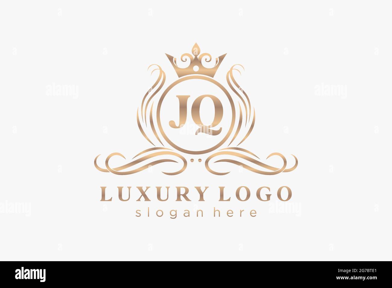 Modèle de logo JQ Letter Royal Luxury dans un dessin vectoriel pour les restaurants, les Royalty, les boutiques, les cafés, les hôtels, Heraldic, bijoux, mode et autres illustrations vectorielles Illustration de Vecteur