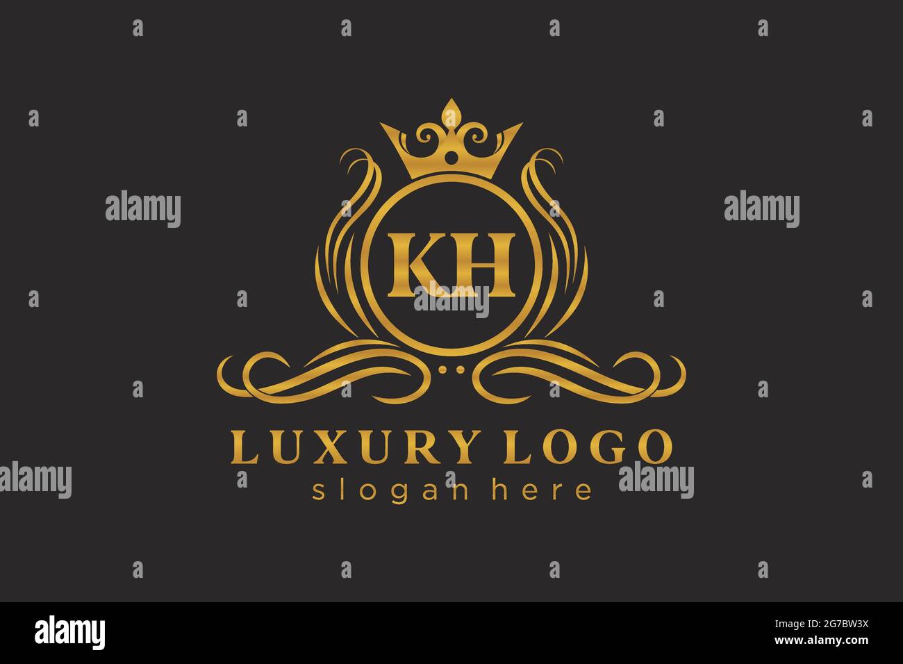Modèle de logo KH Letter Royal Luxury dans les illustrations vectorielles pour les restaurants, les Royalty, les boutiques, les cafés, les hôtels, Heraldic, bijoux, mode et autres illustrations vectorielles Illustration de Vecteur